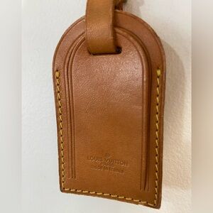Louis Vuitton Tan Vachetta Leather Luggage Tag with Yellow Stitching